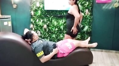Michellepaula's big ass latina hard lesbian gangbanged while being choked slurped