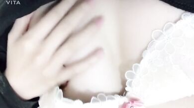 Petite Japanese girl wakes up horny and masturbates raw