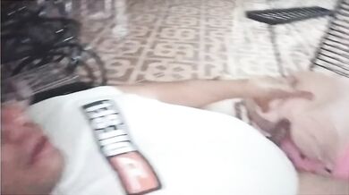 His massive cock blows a huge load all over her ass