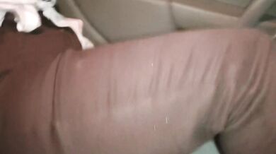 Desperate Girl Soaks Her Brown Jeans In The Car!
