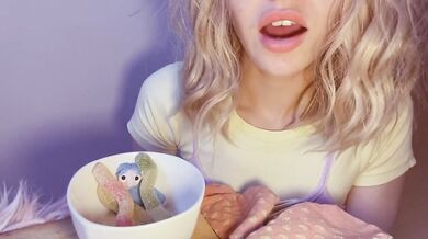 Giantess gobbles blonde Brit in candybox vore 10 min HD