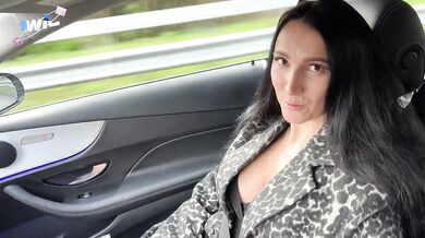 Hot stepmom sucks stepson in dad's car then gushes cum all over