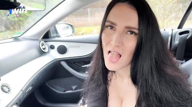 Hot stepmom sucks stepson in dad's car then gushes cum all over