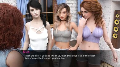 Anime POV house party sex game with horny girls in 3D hentai visual novel