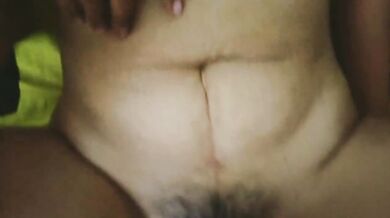 My chubby mommy’s big tits and cock get fucked hard on cam