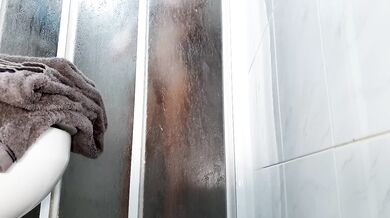 British wife shaved petite shower solo sneaky voyeur cum