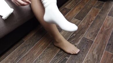 Schoolgirl Nylon Knee Highs Destroyed Soles Squished Stockings