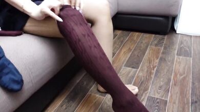 Knee socks slay crush worship schoolgirl destroys nylon soles solo