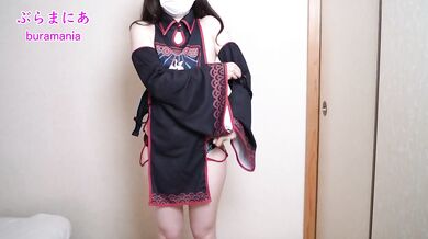 Almost naked Jiangshi shows no bra no panties solo masturbation cosplay