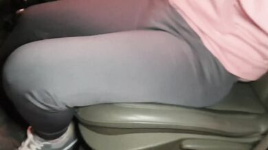 Blonde Brit gets soaked pissing yoga pants in car desperate texts