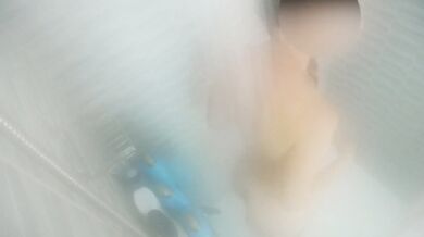 Hot blown wife shaving her pussy in a steamy shower