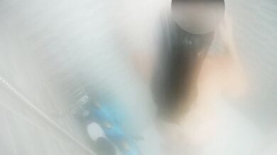Hot blown wife shaving her pussy in a steamy shower