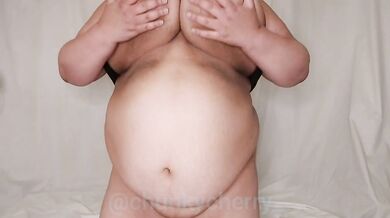 British BBW Chunky Cherry Belly Bursting Solo Titty Play