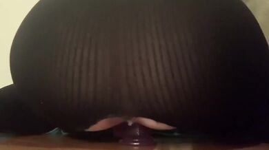 Blonde pawg with ripped leggings fingers tight asshole with purple dildo