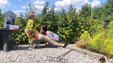 Passionate garden fuck with big ass backyard sex and doggystyle