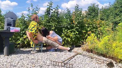 Passionate garden fuck with big ass backyard sex and doggystyle