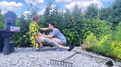 Passionate garden fuck with big ass backyard sex and doggystyle