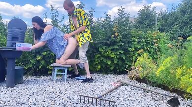 Passionate garden fuck with big ass backyard sex and doggystyle