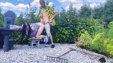 Passionate garden fuck with big ass backyard sex and doggystyle