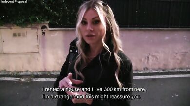 Real cheating wife gets 500 euros for an incredible stranger's deep throat cumshot