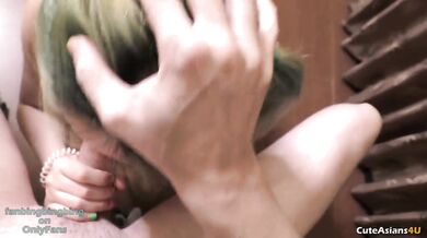 POV time stop freezes stepsis gagging on thick cock mouth fucking her throat raw cumshot face