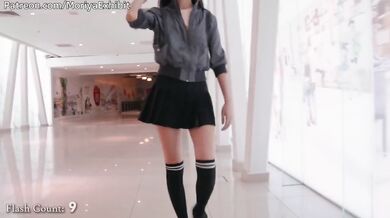 Asian Petite Slut Flashes Shaved Pussy in Crowded Mall Challenge