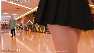 Asian Petite Slut Flashes Shaved Pussy in Crowded Mall Challenge