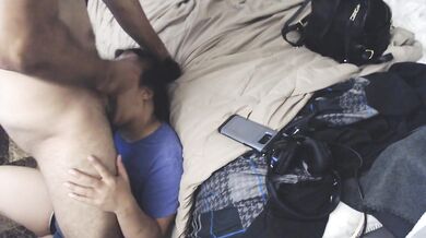 Face fuck her mouth with my fat cock and cumshot swallow