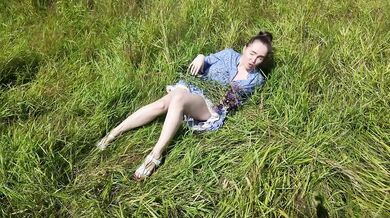 Rough Russian Milf milkmaid fucked hard in field POV