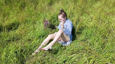 Rough Russian Milf milkmaid fucked hard in field POV