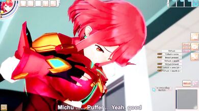Pyra gets destroyed by cum hungry cocks while boobs get wrecked raw hentai game