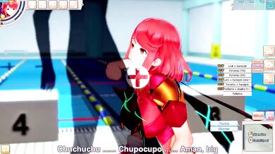 Pyra gets destroyed by cum hungry cocks while boobs get wrecked raw hentai game
