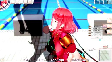 Pyra gets destroyed by cum hungry cocks while boobs get wrecked raw hentai game