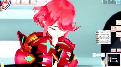 Pyra gets destroyed by cum hungry cocks while boobs get wrecked raw hentai game