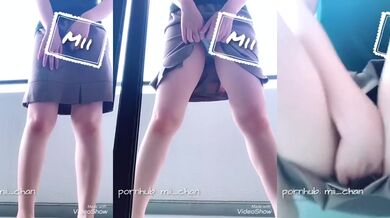 Japanese girl masturbates outdoors on balcony with panties rubbing raw