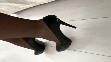 Mistress in heels destroys slave with smoldering stockings and big tits