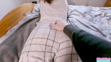Oiled up pussy and ass takes huge dick doggystyle cumshot