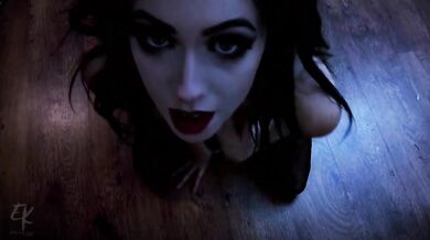 Emo goth girl strips sucks dildo til she cums hard on camera