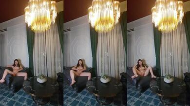 Pussy spreading wide on the sofa beefing horny kinky solo