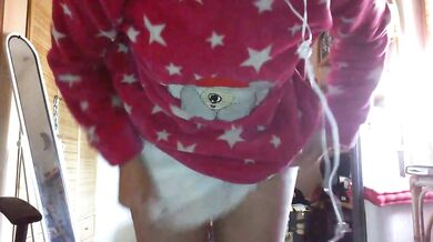 Nicoletta’s filthy attic cleanup with a leaking dirty diaper stuffed under her panties