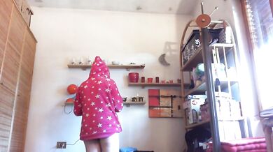 Nicoletta’s filthy attic cleanup with a leaking dirty diaper stuffed under her panties