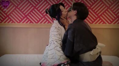 Shinobu’s messy spit kiss gets her throat wrecked sloppy anime hentai cosplay