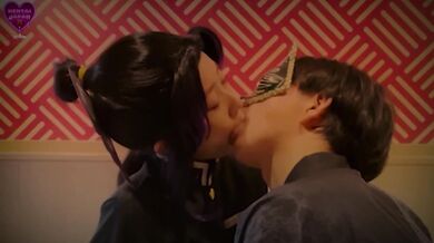Shinobu’s messy spit kiss gets her throat wrecked sloppy anime hentai cosplay