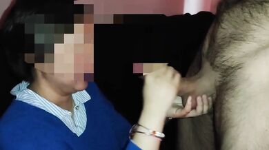 Wife sucks huge cock in front of husband and gobbles every drop