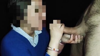 Wife sucks huge cock in front of husband and gobbles every drop