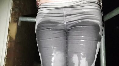 Alice’s sopping jeans ruined in public while she pisses again