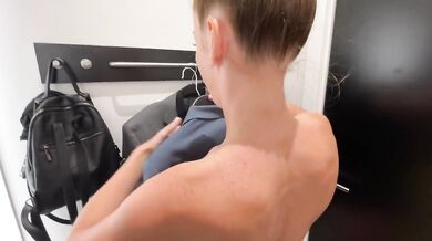 Sales Assistant blown in fitting room public blowjob cum on face