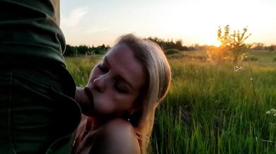 S-Wife Katy gets destroyed by a huge load at sunset cum on face tits blowjob