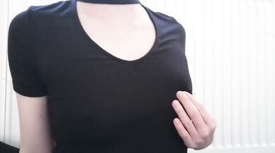 Pinching teasing her small nipples until they’re raw and dripping