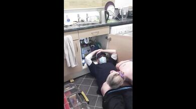MILF Plumber destroys cheating wife with footjob and rough fuck from behind
